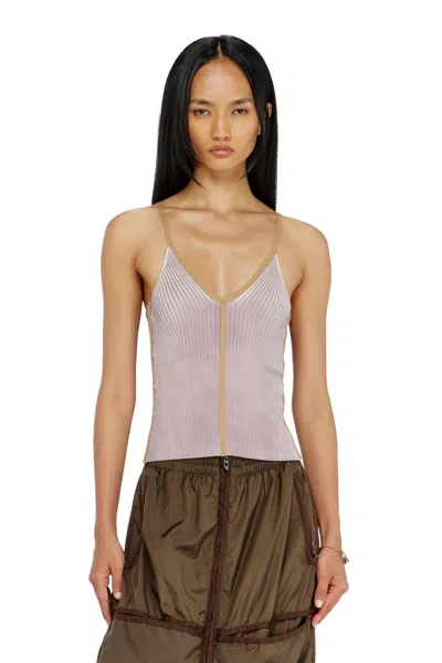 Diesel Rib-knit Cami Top With Contrast Bands In White