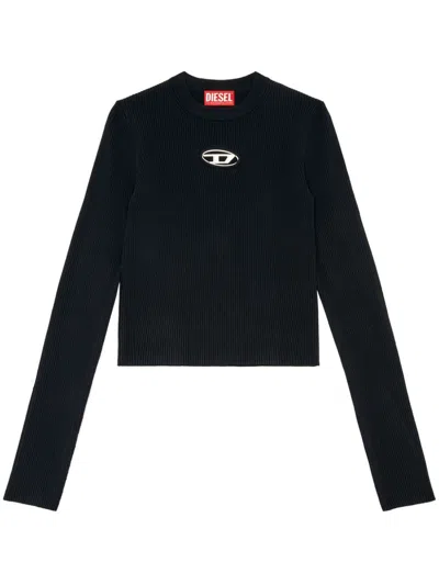 Diesel Rib-knit Oval D Top In Black