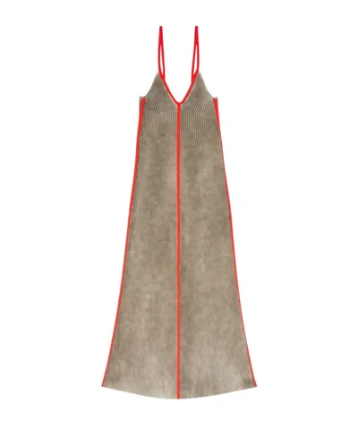 Diesel Rib-knit Midi Cami Dress With Contrast Bands In Neutral