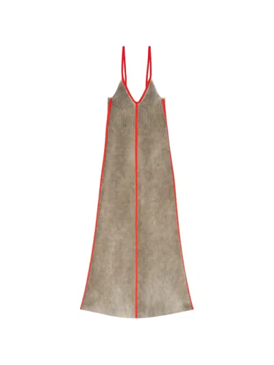 Diesel Rib-knitted Cami Midi Dress In Neutral