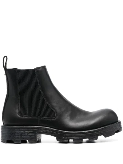 Diesel Leather Chelsea Boots In Black