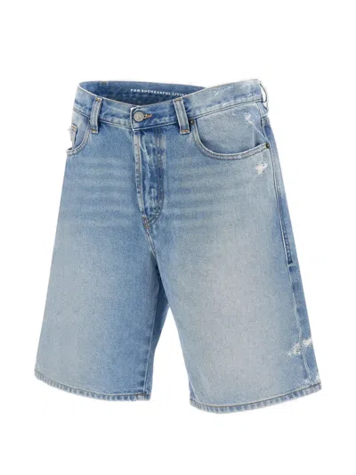 Diesel Ripped Denim Shorts In Blue