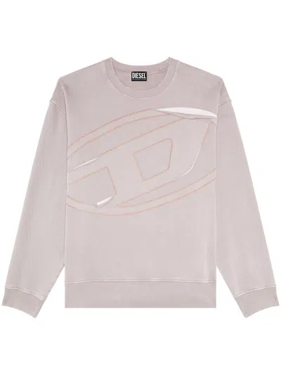 Diesel Ripped-detail Cotton Sweatshirt In Pink