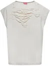 Diesel Crew Neck Distressed Sleeveless Vest In Grey