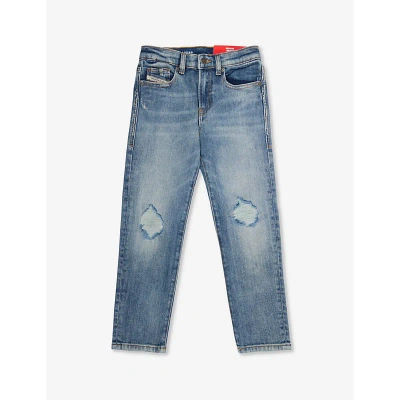 Diesel Boys Blue Kids Ripped-knee Brand-patch Stretch-denim Jeans 8-16 Years
