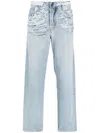 Diesel Ripped Straight-leg Jeans In Blau