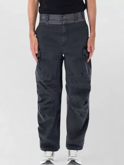 Diesel Rolfys Puffer Pants Belt Loops Cargo Pockets In Blue