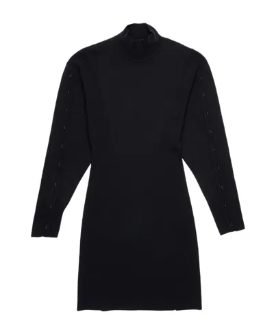 Diesel Roll-neck Long Sleeved Knit Dress In Black