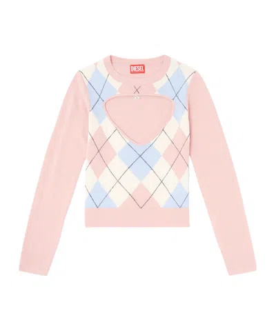 Diesel Romko Cut-out Argyle-pattern Sweater In Multi