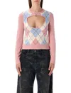 Diesel Romko Cut-out Argyle-pattern Sweater In Multi