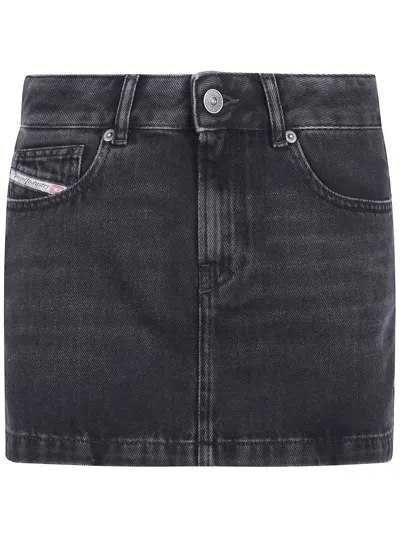 Diesel "ron" Mini Denim Skirt Clothing In Black