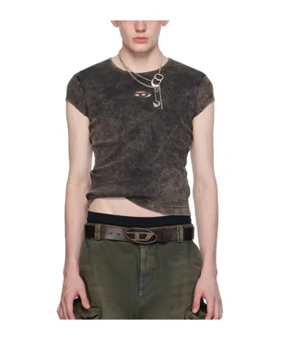 Diesel Round Collar Logo T-shirt In Black