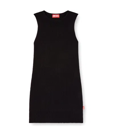 Diesel Round Collar Sleeveless Dress In Black