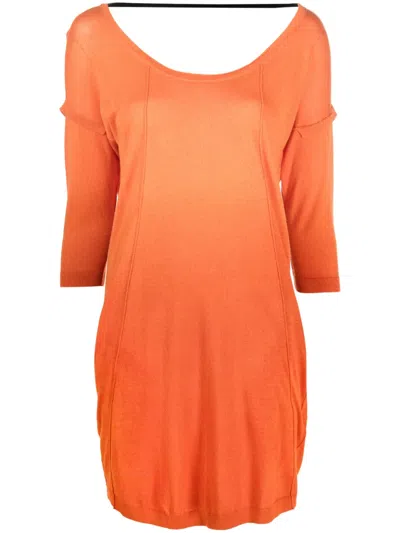 Diesel Round-neck Cotton Dress In Orange