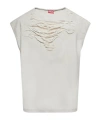 Diesel Crew Neck Distressed Sleeveless Vest In White