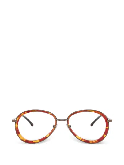Diesel Round-frame Tortoiseshell-effect Glasses In Red