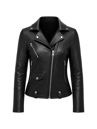 Diesel R-sinya-a Leather Biker Jacket In Black