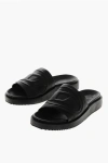 Diesel Rubberd Sa-slide D Oval Slides With Ton On Ton Monogram In Black