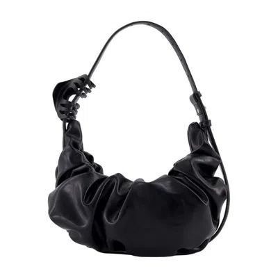 Diesel Ruched Design Shoulder Bag With Adjustable Strap In Black