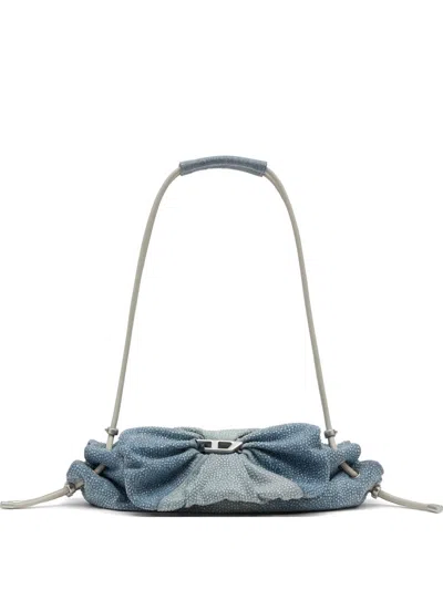 Diesel Ruched Handbag In Gradient Blue Fabric With Comfortable Strap