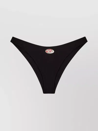 DIESEL RUCHED HIGH-CUT BIKINI BOTTOM WITH RECYCLED LINING