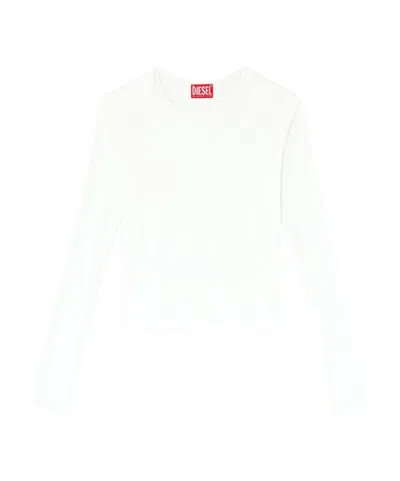 Diesel Rucked-up Long-sleeve T-shirt In Double-layer Jersey In White