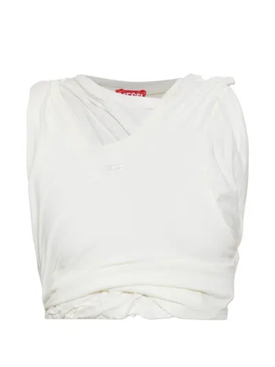 Diesel Rucked-up Tank Top In Double-layer Jersey In White