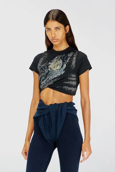 Diesel Rucked-up T-shirt In Double-layer Jersey In Black