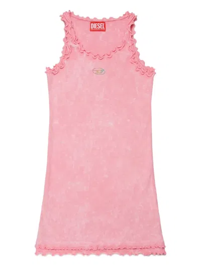 Diesel Kids' Ruffled Cotton Dress In Pink