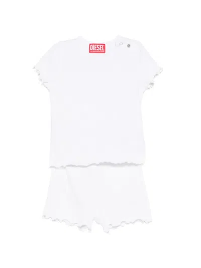 Diesel Babies' Ruffled-detail Shorts Set (set Of Two) In White