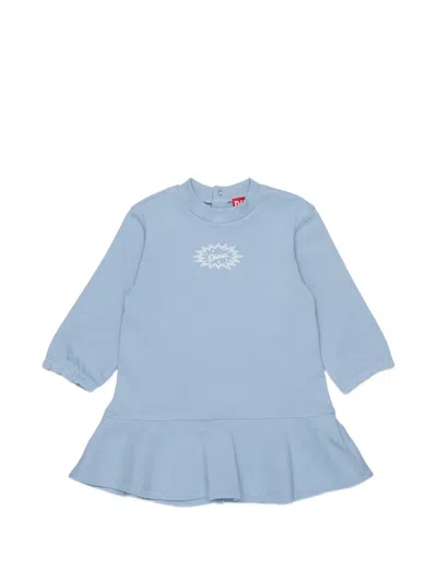 Diesel Babies' Ruffle-hem Logo-print Dress In Blue