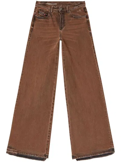 DIESEL DIESEL RUST-EFFECT BROWN WIDE-LEG JEANS