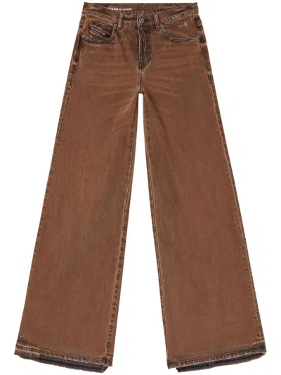 DIESEL DIESEL RUST-EFFECT BROWN WIDE-LEG JEANS