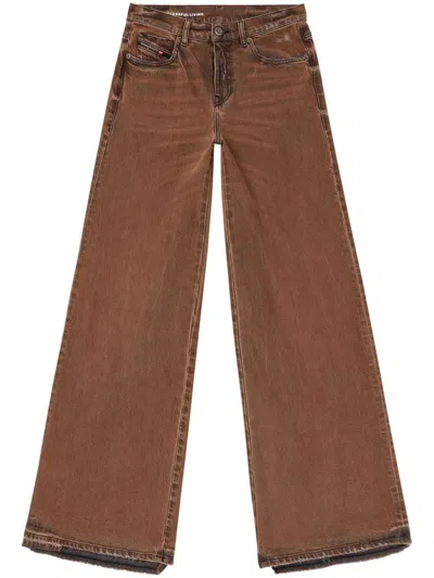 DIESEL RUST-EFFECT BROWN WIDE-LEG JEANS