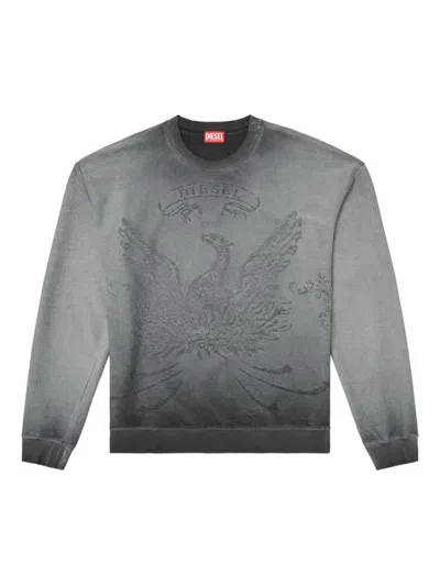 Diesel Faded Sweatshirt With Devoré Phoenix Logo In Gray