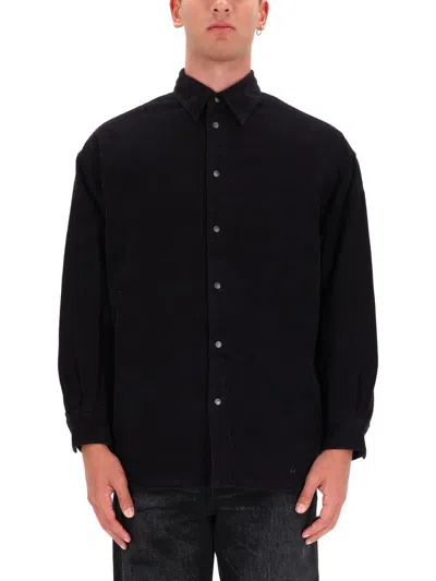 Diesel Cotton Shirt With Oval D Embroidery In Black