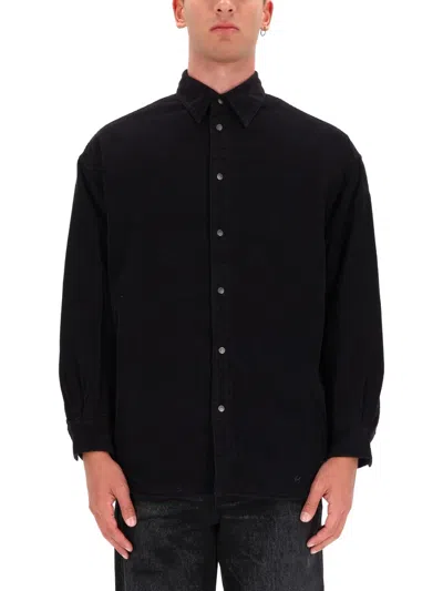 Diesel Cotton Shirt With Oval D Embroidery In Black