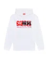 Diesel Logo Hoodie In White