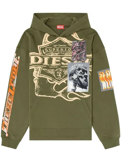Diesel S-baxt Hoodie In Green