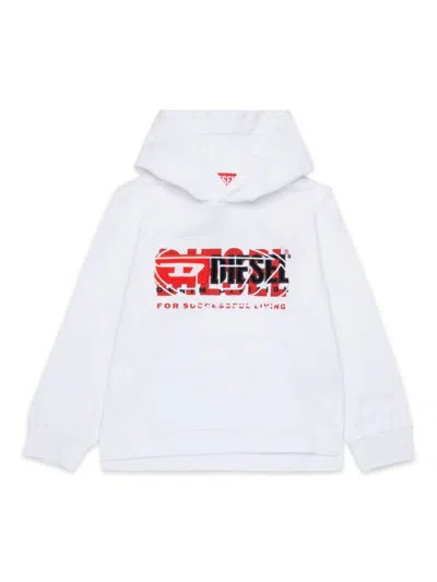Diesel Kids' S-baxt Hoodie In Weiss