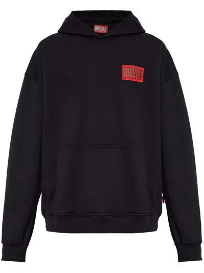 Diesel S-boxt-hood-s1 Logo-patch Hoodie In Black