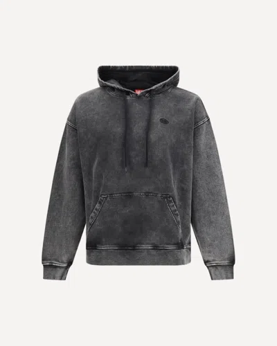 Diesel Hooded Crewneck Jacket Kangaroo Pocket Detail In Black