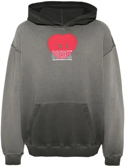 Diesel S-boxt-hood-n10 Cotton Hoodie In Grey