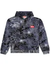 Diesel Crewneck Sweater With Hood And Abstract Print In Blue