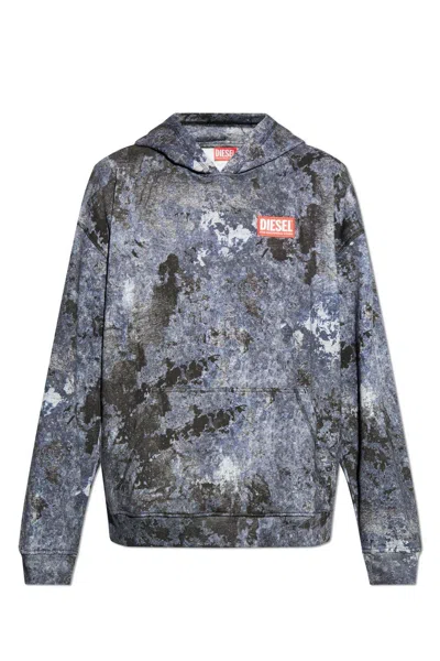 Diesel S-boxt-hood-r8 Marble-effect Burnout Hoodie