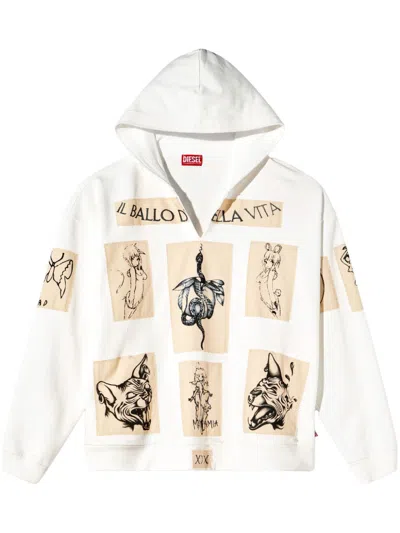 Diesel X Damiano David S-boxt Hoodie In White