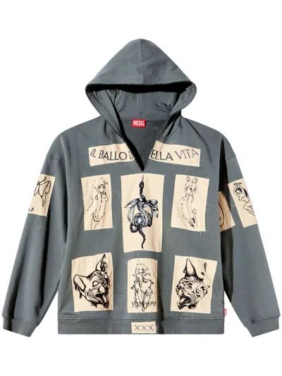 Diesel S-boxt Hoodie In 灰色