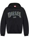 Diesel Hoodie With Destroyed-effect Logo Print In Black