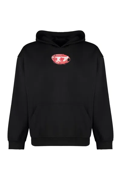 Diesel S-boxt-k3 Cotton Hoodie In Black