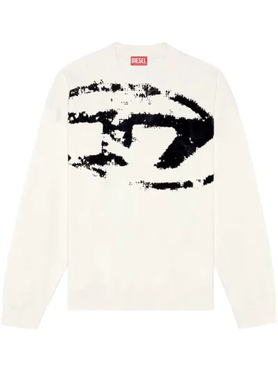 Diesel Felpa Con Stampa Distressed Floccata In Multicolor